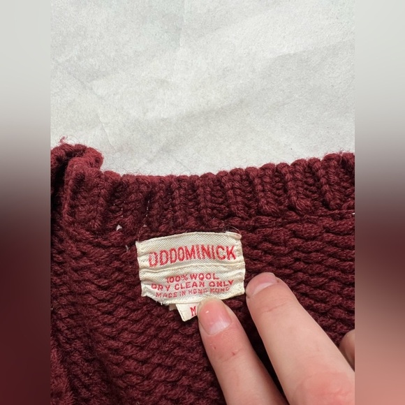 Vintage Dddominick 100% Wool Jumper Crew Neck Sweater Maroon Red Size Medium - Picture 6 of 6
